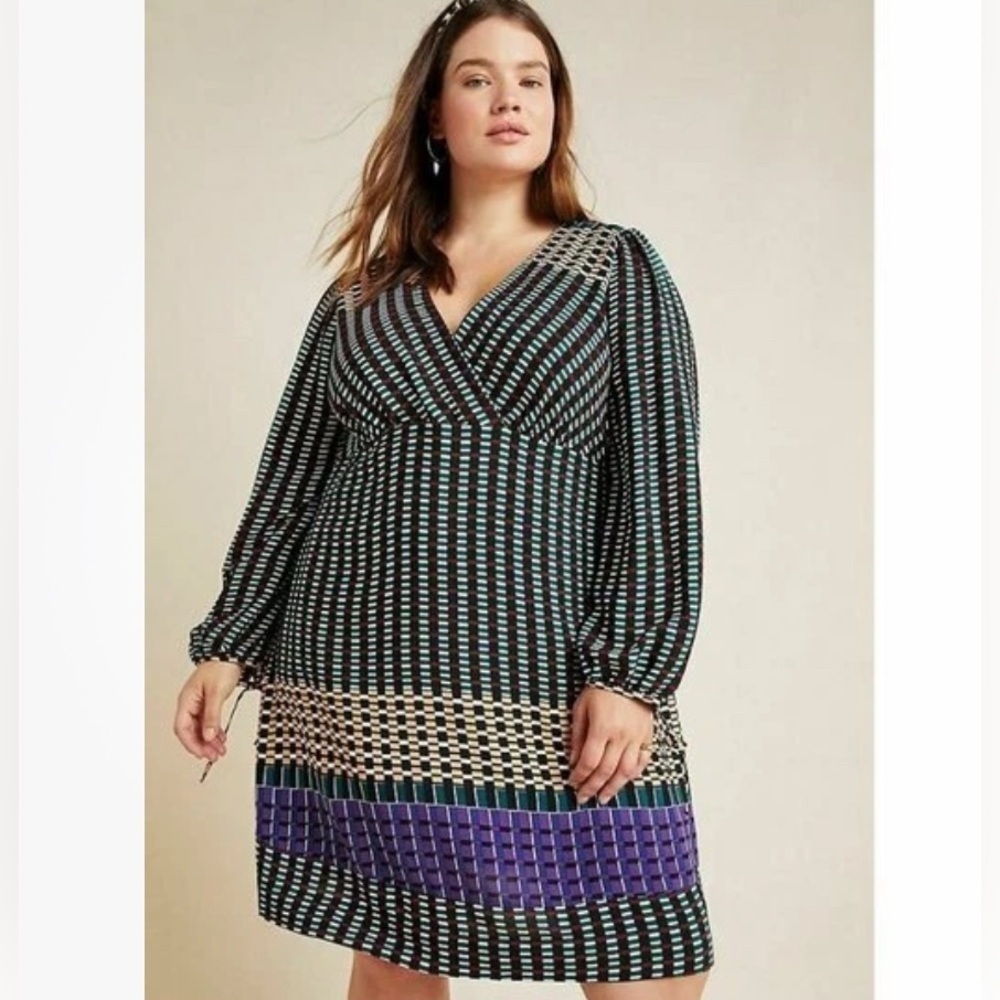 Maeve Wrap Dress with Bishop Sleeves Gianna Tunic Casual Abstract Print Womens